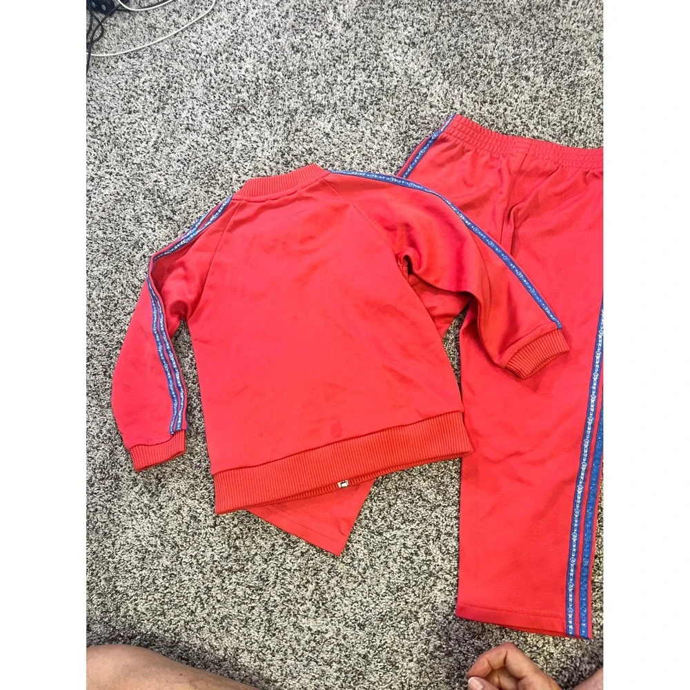 Adidas Adikids Red Monster Robot Graphic Tracksuit Jacket Pants Set Kids
